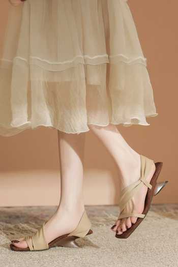 Shop_Ozzaro_Beige Chairwomen Choice Pu Leather Heels _Online