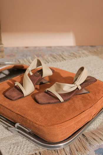 Ozzaro_Beige Chairwomen Choice Pu Leather Heels 