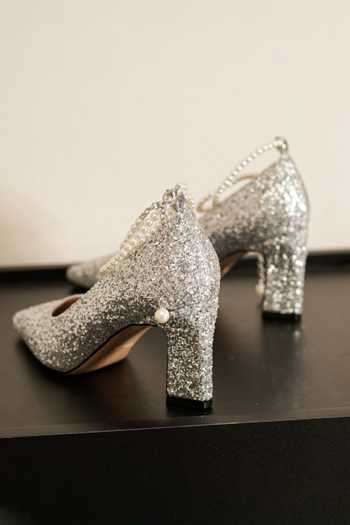 Shop_Ozzaro_Silver Pakeezah Glitter Embellished Heels 