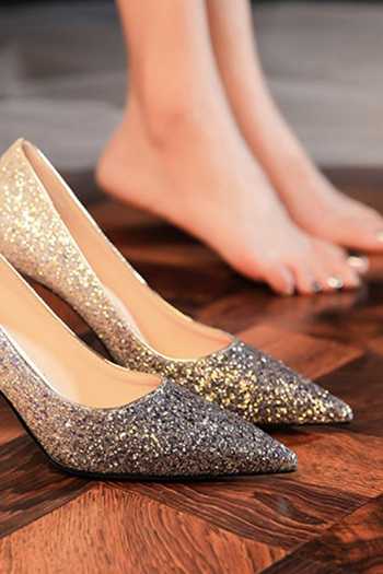 Shop_Ozzaro_Black Adaayein Glitter Shimmer Heels 