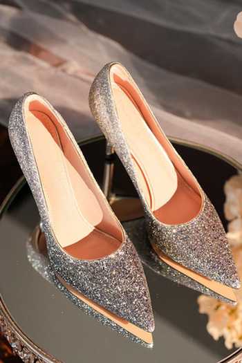 Ozzaro_Black Adaayein Glitter Shimmer Heels _Online