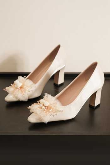 Shop_Ozzaro_Ivory Gulbahar Pu Leather Heels _at_Aza_Fashions
