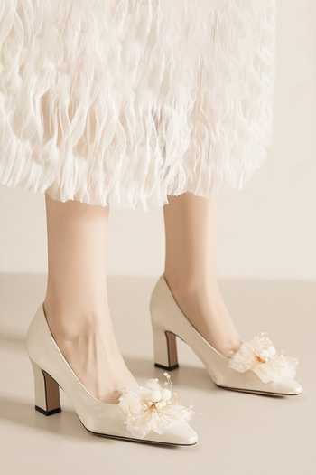Buy_Ozzaro_Ivory Gulbahar Pu Leather Heels _at_Aza_Fashions