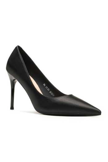 Ozzaro_Black Dhamaka Pu Leather Pointed Toe Stiletto Heels _Online_at_Aza_Fashions