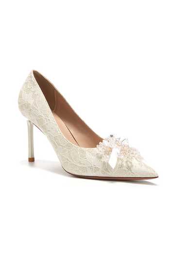 Ozzaro_Gold Heera Phool Pu Leather Heels _Online_at_Aza_Fashions