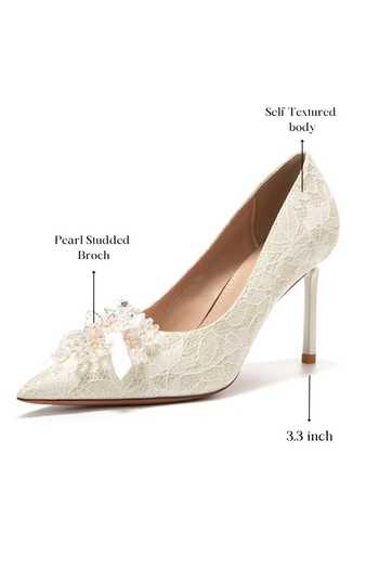 Shop_Ozzaro_Gold Heera Phool Pu Leather Heels _Online_at_Aza_Fashions