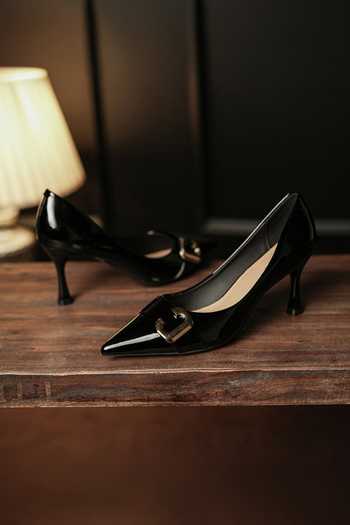 Shop_Ozzaro_Black Junoon Pointed Toe Heels _Online
