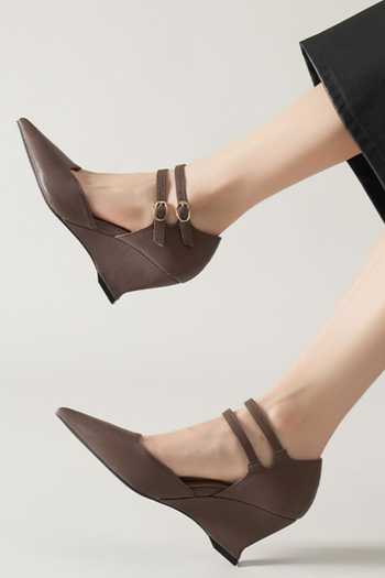 Buy_Ozzaro_Brown Vectora Double Strap Heels 