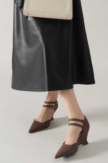 Ozzaro_Brown Vectora Double Strap Heels _Online