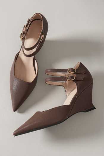 Shop_Ozzaro_Brown Vectora Double Strap Heels _Online