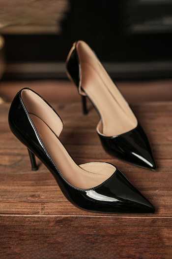 Shop_Ozzaro_Black Nightline Pointed Toe Stilleto Heels _at_Aza_Fashions