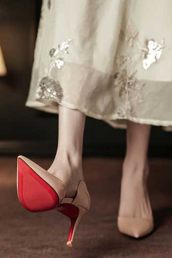 Ozzaro_Beige Nightline Dorsay Pointed Toe Heels _at_Aza_Fashions