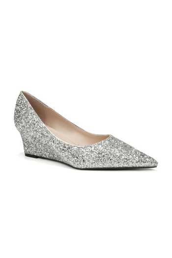 Ozzaro_Silver Shubh Glitter Finish Wedges _Online_at_Aza_Fashions