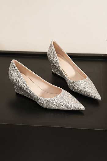 Shop_Ozzaro_Silver Shubh Glitter Finish Wedges _at_Aza_Fashions