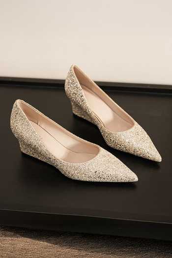 Shop_Ozzaro_Gold Shubh Glitter Wedges _Online