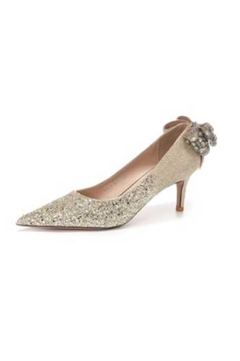 Buy_Ozzaro_Gold Rajkumari Rhinestone Studded Glitter Heels _Online_at_Aza_Fashions