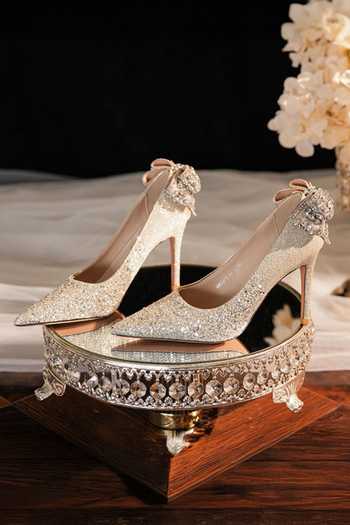 Buy_Ozzaro_Gold Rajkumari Rhinestone Studded Glitter Heels _Online
