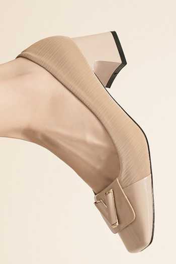 Shop_Ozzaro_Beige Pure Poise Textured Pattern Heels 