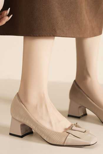Shop_Ozzaro_Beige Pure Poise Textured Pattern Heels _at_Aza_Fashions