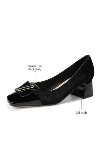 Ozzaro_Black Pure Poise Block Pump Heels _Online_at_Aza_Fashions