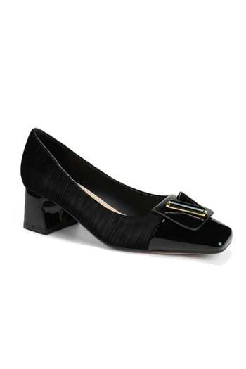 Buy_Ozzaro_Black Pure Poise Block Pump Heels _Online_at_Aza_Fashions