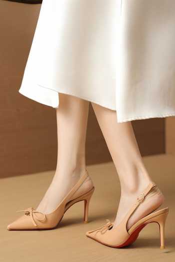 Buy_Ozzaro_Beige Glossed Edge Bow Accent Heels _Online