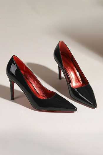 Ozzaro_Black Pointed Toe Heels 