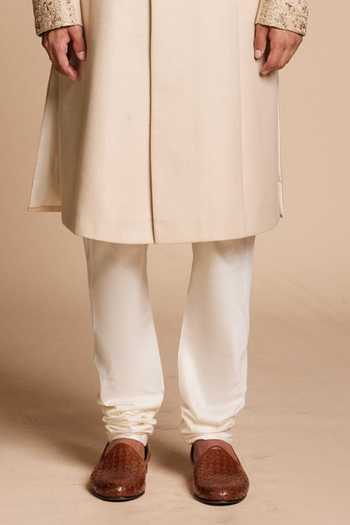 Shop_Gargee Designers_Gold Viscose, Jacquard Classic Embroidered Sherwani Set _Online_at_Aza_Fashions