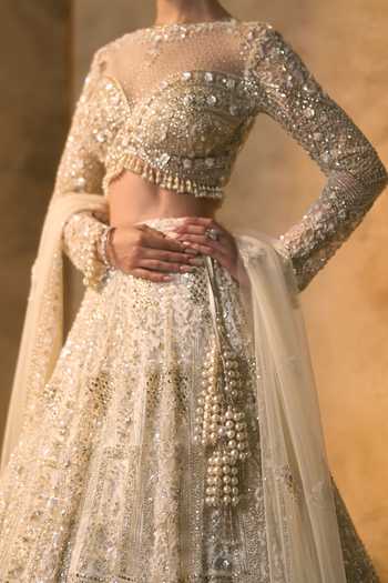 Shop_Angad Singh_Ivory Net High Neck Seraphine Embroidered Lehenga Set _Online_at_Aza_Fashions
