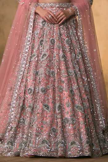 Shop_Angad Singh_Pink Net Boat Neck Rosalind Botanical Embroidered Lehenga Set 