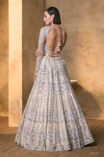 Angad Singh_Ivory Net Sweetheart Neck Astra Geometric Embroidered Lehenga Set _Online_at_Aza_Fashions