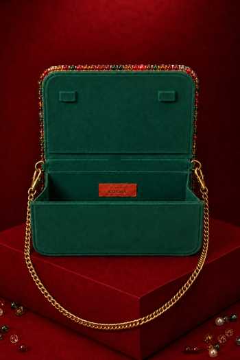 Buy_House Of Kosha_Multi Color Noorani Multicolor Suede Embellished Clutch _Online_at_Aza_Fashions