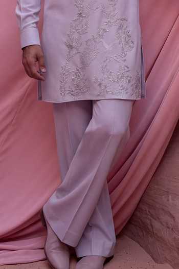 Amit Arora_Purple Knit Embroidered Kurta And Palazzo Set _Online_at_Aza_Fashions
