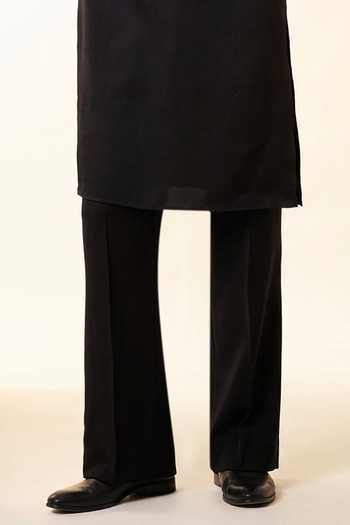 Amit Arora_Black Knit Embroidered Kurta And Palazzo Set _Online_at_Aza_Fashions