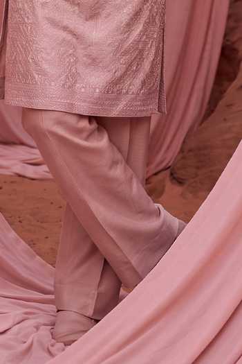 Amit Arora_Pink Chanderi Silk Kurta And Pant Set _Online_at_Aza_Fashions