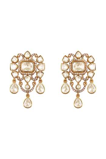 Hrisha_Gold Plated Cubic Zirconia Embellished Pendant Necklace Set _Online_at_Aza_Fashions