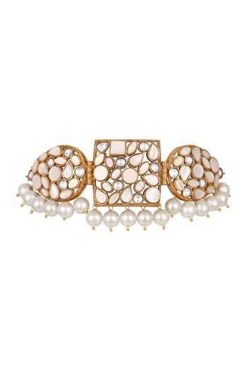 Buy_Hrisha_White Mother Of Pearl Embellished Choker Set _Online_at_Aza_Fashions
