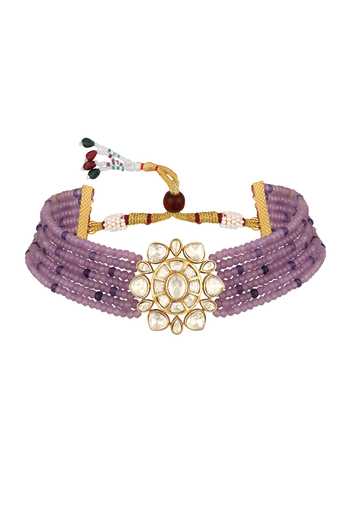 Buy_Hrisha_Purple Agate Stone Embellished Choker Set _Online_at_Aza_Fashions