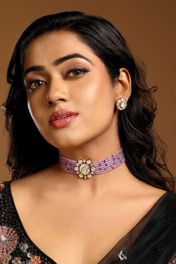 Buy_Hrisha_Purple Agate Stone Embellished Choker Set _at_Aza_Fashions