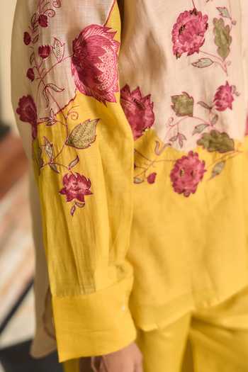 Buy_TA’Assur_Pink Chanderi Button-down Neck Embroidered Shirt And Pant Set _Online_at_Aza_Fashions