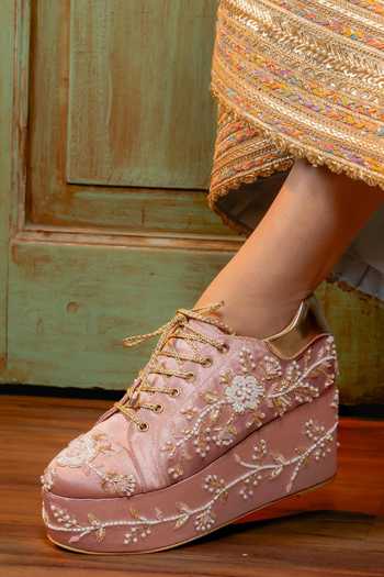 Tiesta_Pink Bloom Zari Floral Sneakers _Online_at_Aza_Fashions
