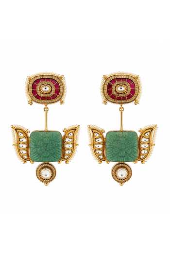 Vivinia By Vidhi Mehra_Multi Color Handmade Kundan Statement Earrings _Online_at_Aza_Fashions