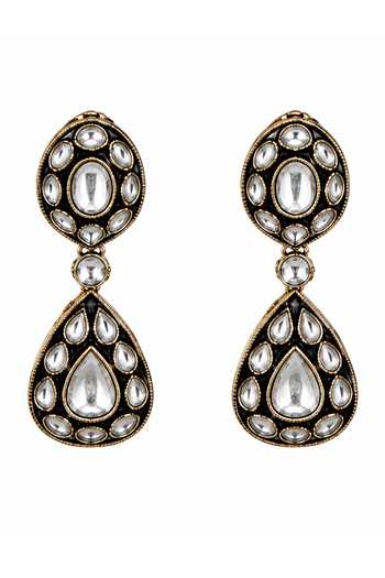 Vivinia By Vidhi Mehra_Emerald Green Kundan Polki Embellished Necklace Set _Online_at_Aza_Fashions