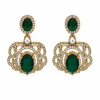 Buy_Vivinia By Vidhi Mehra_Emerald Green Moissanite Three-layered Necklace Set 