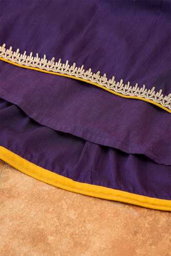 Shop_StyloBug_Purple Polyester, Net Embroidered Flared Kurta Sharara Set _Online