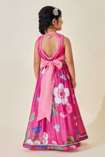 Shop_Joey & Pooh_Pink Cotton, Chanderi, Voile Rumi Printed Skirt Set _at_Aza_Fashions