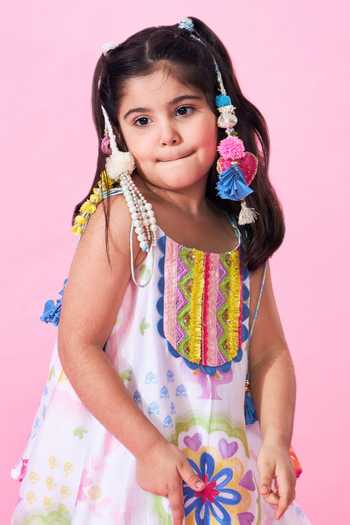 Buy_Joey & Pooh_White Cotton, Chanderi, Viscose, Shantoon Mae Printed Top And Pant Set 