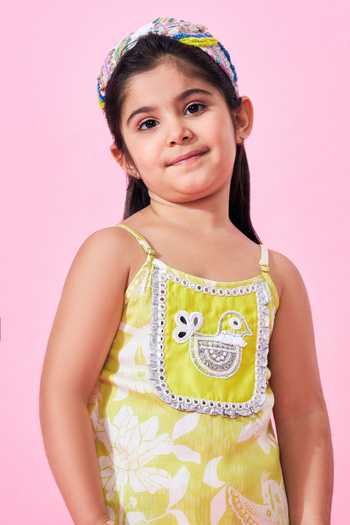 Buy_Joey & Pooh_Yellow Cotton, Satin, Modal, Voile Printed Kurta Set 