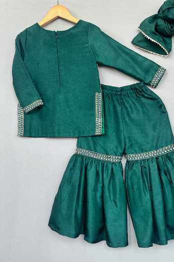 Buy_Label Neeti_Green Silk Embroidered Kurta Sharara Set _Online_at_Aza_Fashions