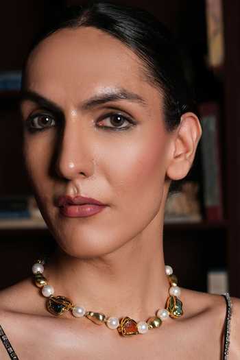 Buy_Cao Jewellery_White Tourmaline Carnelian Shell Pearl Necklace _at_Aza_Fashions